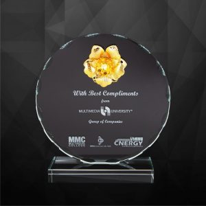 Crystal Plaques Round Crystal Flower Plaque CR9217
