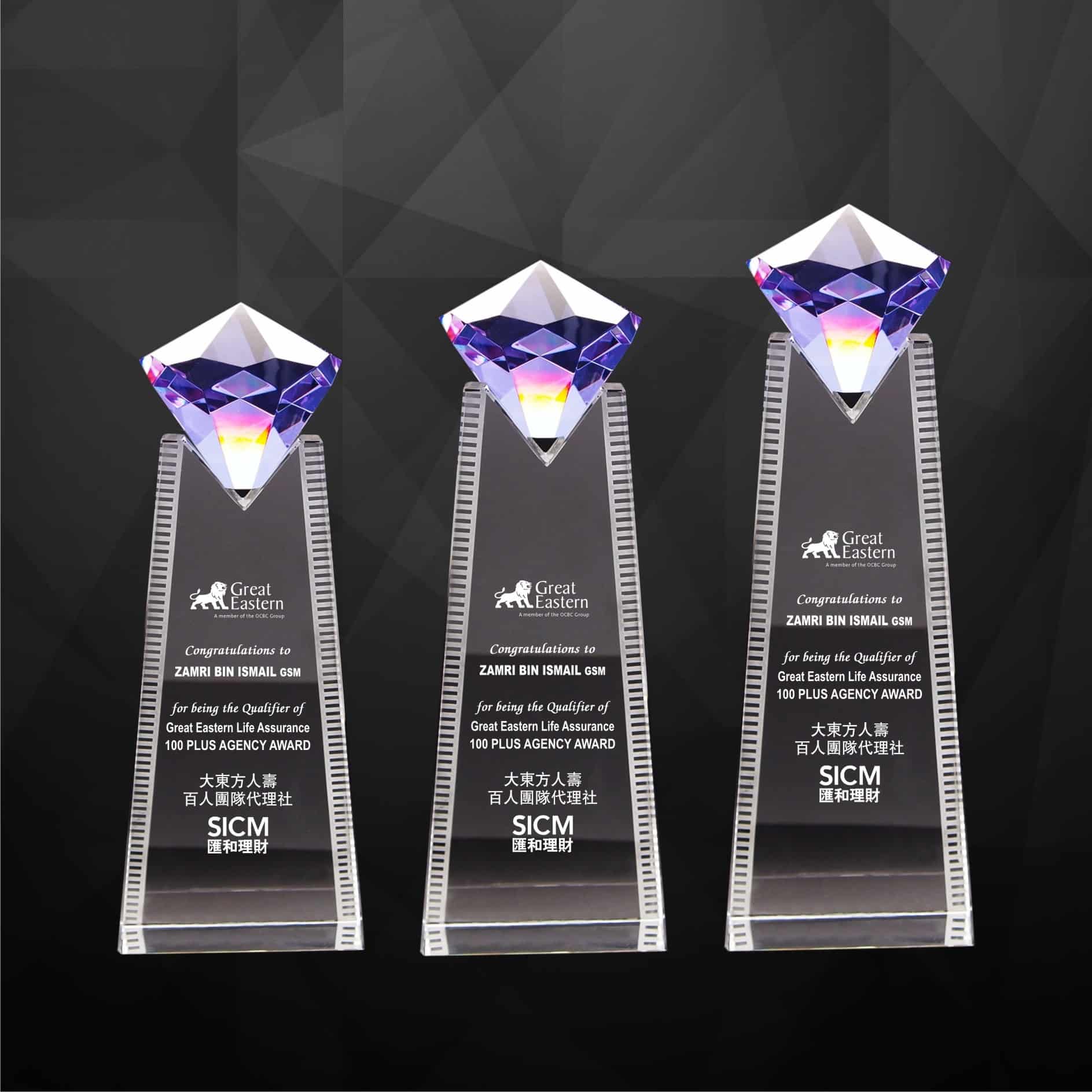 Crystal Plaques Crystal Diamond Plaque CR9257 Crystal Plaques Crystal Diamond Plaque CR9257